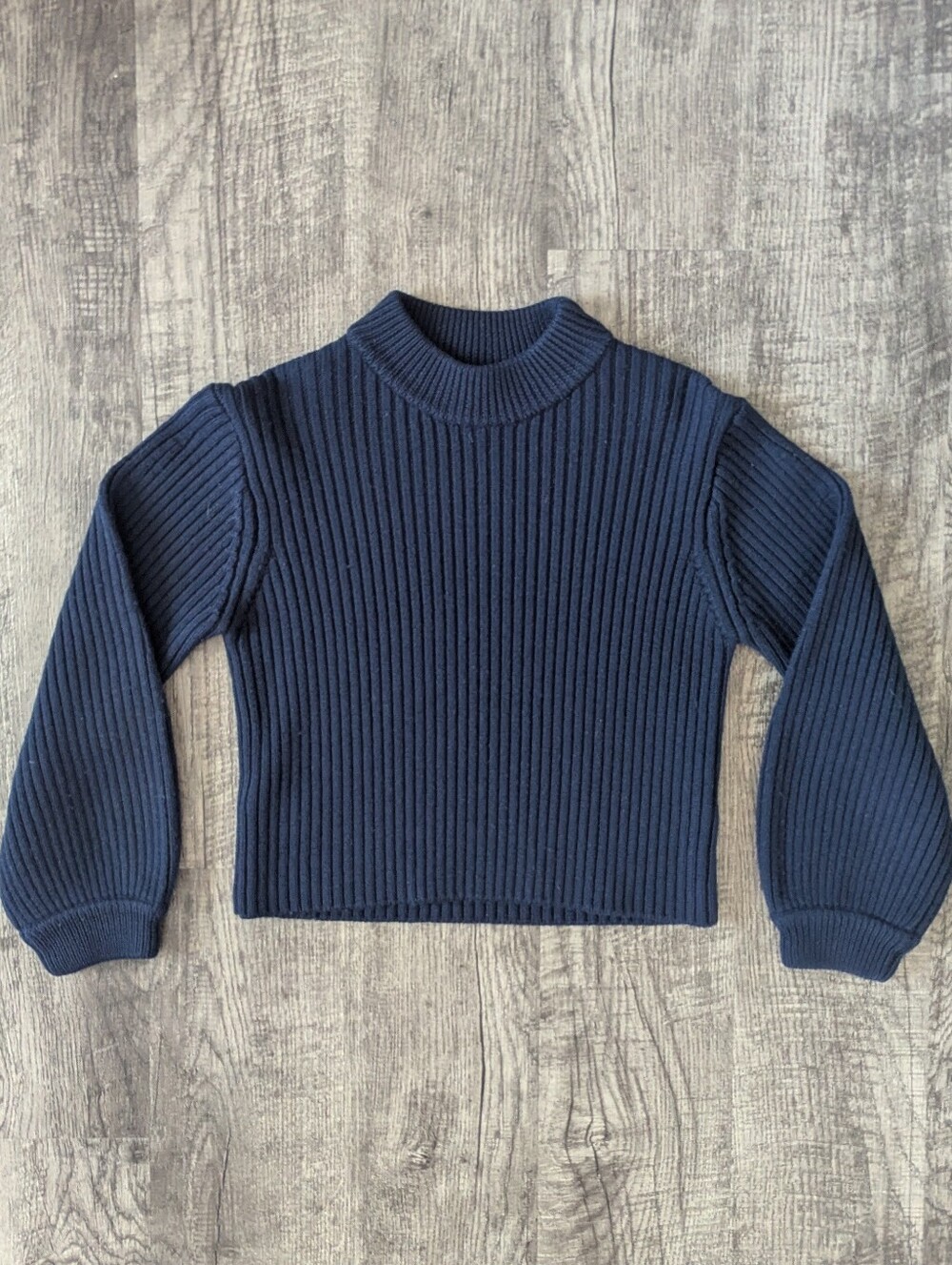 Tibi Navy Ribbed Off-Shoulder Women’s Sweater